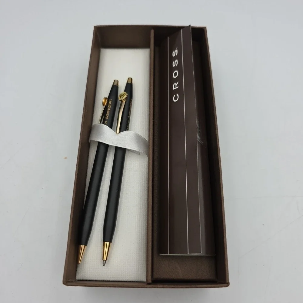 Cross Classic Century Ballpoint Pencil & Pen Satin Black Finish Great Condition